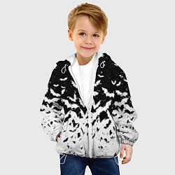 Куртка с капюшоном детская Black and white bat pattern, цвет: 3D-белый — фото 2