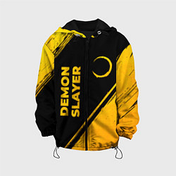 Куртка с капюшоном детская Demon Slayer - gold gradient: надпись, символ, цвет: 3D-черный