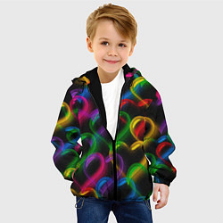 Куртка с капюшоном детская Граффити - неоновые сердца, цвет: 3D-черный — фото 2