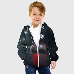 Куртка с капюшоном детская Крутая бэха на ночной трассе, цвет: 3D-белый — фото 2