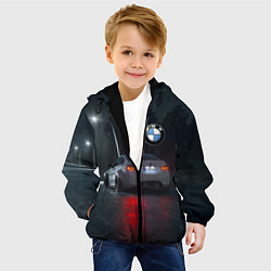 Куртка с капюшоном детская Крутая бэха на ночной трассе, цвет: 3D-черный — фото 2