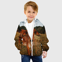 Куртка с капюшоном детская Коровка на поле, цвет: 3D-белый — фото 2