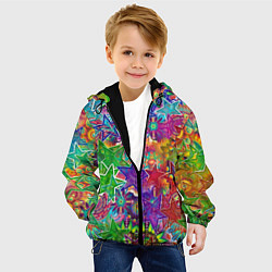 Куртка с капюшоном детская Узоры из разноцветных звёзд, цвет: 3D-черный — фото 2