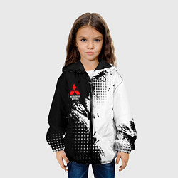 Куртка с капюшоном детская Mitsubishi - черно-белая абстракция, цвет: 3D-черный — фото 2
