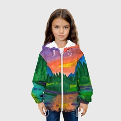 Куртка с капюшоном детская Закат на реке, цвет: 3D-белый — фото 2
