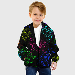 Куртка с капюшоном детская Брызги неоновых красок, цвет: 3D-черный — фото 2