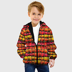 Куртка с капюшоном детская Неоновый геометрический узор, цвет: 3D-черный — фото 2