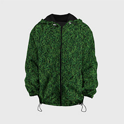 Куртка с капюшоном детская Зеленая камуфляжная трава, цвет: 3D-черный