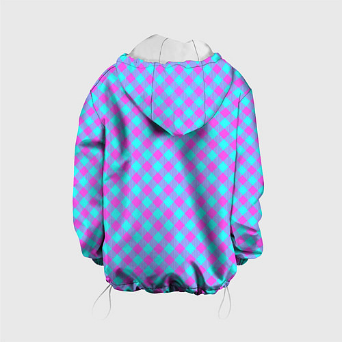 Детская куртка Фиолетовые и голубые квадратики / 3D-Белый – фото 2