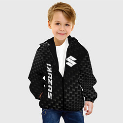 Куртка с капюшоном детская Suzuki карбоновый фон, цвет: 3D-черный — фото 2