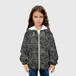 Куртка с капюшоном детская Камуфляж AOR-2 серый пиксель, цвет: 3D-белый — фото 2
