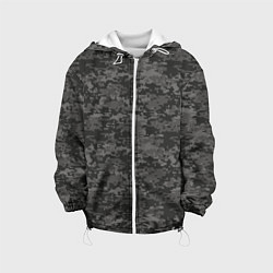 Куртка с капюшоном детская Камуфляж AOR-2 серый пиксель, цвет: 3D-белый