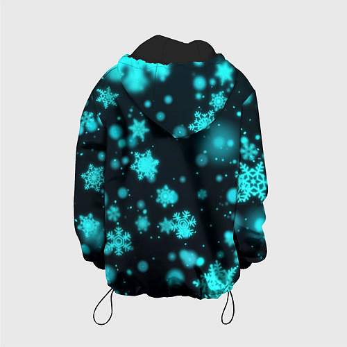 Детская куртка Неоновые снежинки на черном фоне / 3D-Черный – фото 2