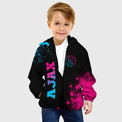 Куртка с капюшоном детская Ajax - neon gradient: надпись, символ, цвет: 3D-черный — фото 2
