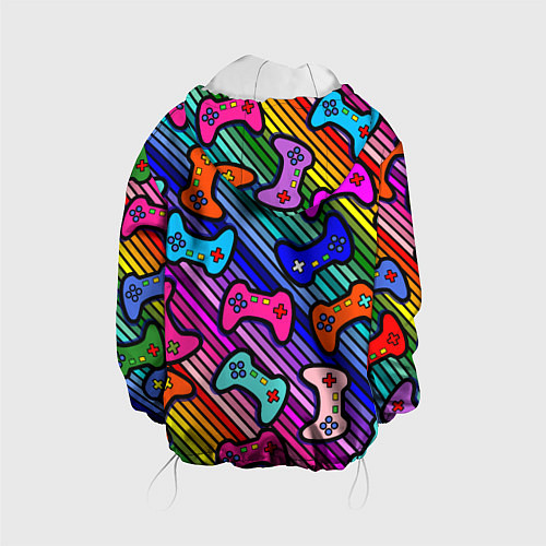 Детская куртка Многоцветные полоски с джойстиками / 3D-Белый – фото 2
