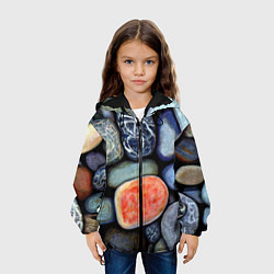 Куртка с капюшоном детская Цветные камушки, цвет: 3D-черный — фото 2