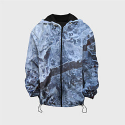 Куртка с капюшоном детская Лёд - зимняя текстура, цвет: 3D-черный