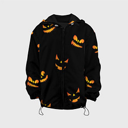 Куртка с капюшоном детская Halloween горящие тыквы, цвет: 3D-черный