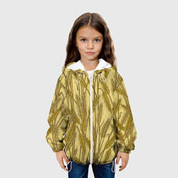 Куртка с капюшоном детская Винтажные колоски пшеницы, цвет: 3D-белый — фото 2