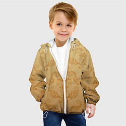 Куртка с капюшоном детская Золотые паттерны, цвет: 3D-белый — фото 2