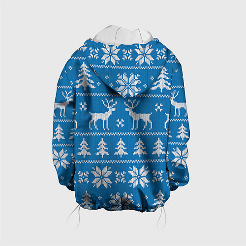 Детская куртка Рождественский синий свитер с оленями / 3D-Белый – фото 2