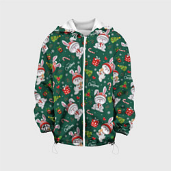 Куртка с капюшоном детская Merry Christmas Rabbit 2023, цвет: 3D-белый