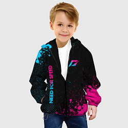 Куртка с капюшоном детская Need for Speed - neon gradient: надпись, символ, цвет: 3D-черный — фото 2