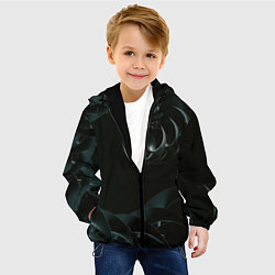 Куртка с капюшоном детская Изометрическая спираль во тьме, цвет: 3D-черный — фото 2