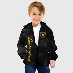 Куртка с капюшоном детская Lamborghini серые треугольники, цвет: 3D-черный — фото 2