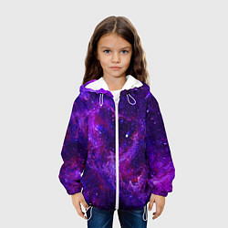 Куртка с капюшоном детская Неоновый космос и звезды, цвет: 3D-белый — фото 2