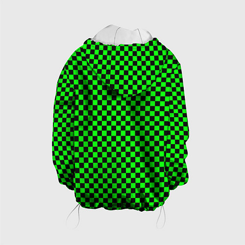 Детская куртка Зелёная шахматка - паттерн / 3D-Белый – фото 2