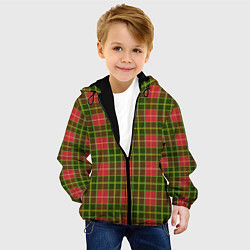 Куртка с капюшоном детская Ткань Шотландка красно-зелёная, цвет: 3D-черный — фото 2