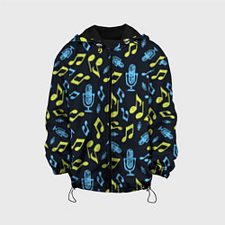 Куртка с капюшоном детская Микрофон и ноты, цвет: 3D-черный