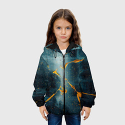 Куртка с капюшоном детская Синий мрачный туман и оранжевые краски, цвет: 3D-черный — фото 2