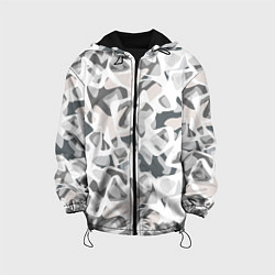 Куртка с капюшоном детская Абстрактный пятнистый узор Камуфляж зимний, цвет: 3D-черный