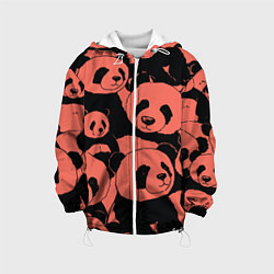 Куртка с капюшоном детская С красными пандами, цвет: 3D-белый