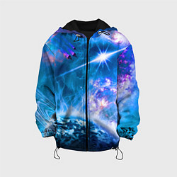 Куртка с капюшоном детская Космос - планета и яркая звезда, цвет: 3D-черный