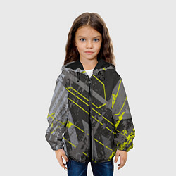 Куртка с капюшоном детская Серо-зеленая абстракция, цвет: 3D-черный — фото 2