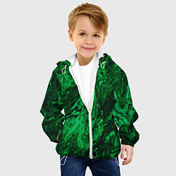 Куртка с капюшоном детская Зелёные краски во тьме, цвет: 3D-белый — фото 2