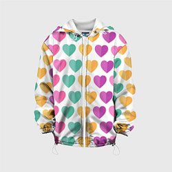 Куртка с капюшоном детская Яркие сердечки, цвет: 3D-белый