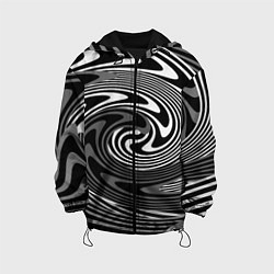 Куртка с капюшоном детская Black and white abstract pattern, цвет: 3D-черный