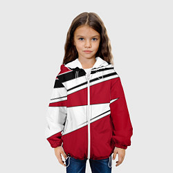 Куртка с капюшоном детская Красно черная геометрия на белом, цвет: 3D-белый — фото 2