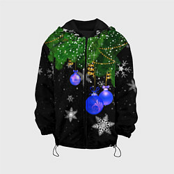 Куртка с капюшоном детская Новогодние шарики, цвет: 3D-черный