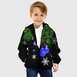 Куртка с капюшоном детская Новогодние шарики, цвет: 3D-черный — фото 2
