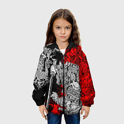 Куртка с капюшоном детская Самурай и драконы, цвет: 3D-черный — фото 2