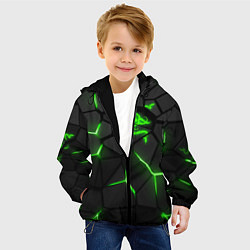 Куртка с капюшоном детская Razer green neon, цвет: 3D-черный — фото 2