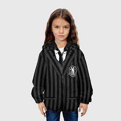 Куртка с капюшоном детская Ученик академии Невермор ЧБ: униформа, цвет: 3D-черный — фото 2
