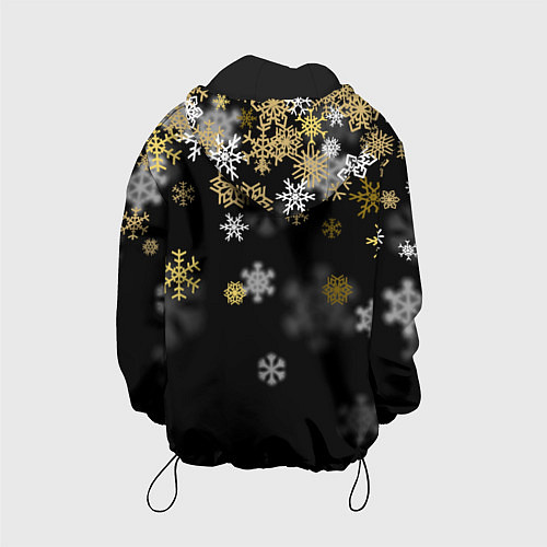 Детская куртка Золотые и белые снежинки / 3D-Черный – фото 2