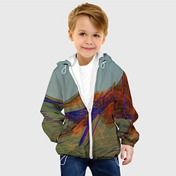 Куртка с капюшоном детская Волнообразные разноцветные музыкальные линии, цвет: 3D-белый — фото 2
