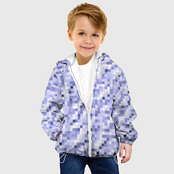 Куртка с капюшоном детская Пиксельная абстракция из квадратов, цвет: 3D-белый — фото 2
